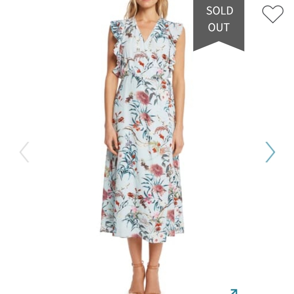 WILLOW & CLAY BLUE FLORAL GRANNY PRINT WRAP MIDI SPARKLY DRESS SIZE XS
